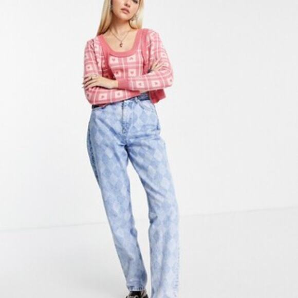 Asos Heartbreak Sweater Cardigan In Heart Print Size Small - Picture 8 of 8